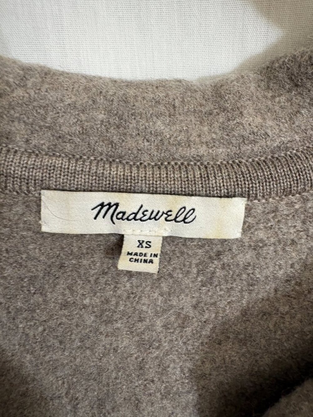 Madewell Boiled Wool Bridgman Sweater Jacket Heather Mink Merino Wool XS - Picture 4 of 6